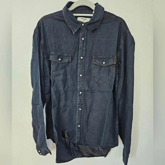 NWT One Teaspoon Capri liberty tencel button up shirt long sleeve distressed - Picture 1 of 6